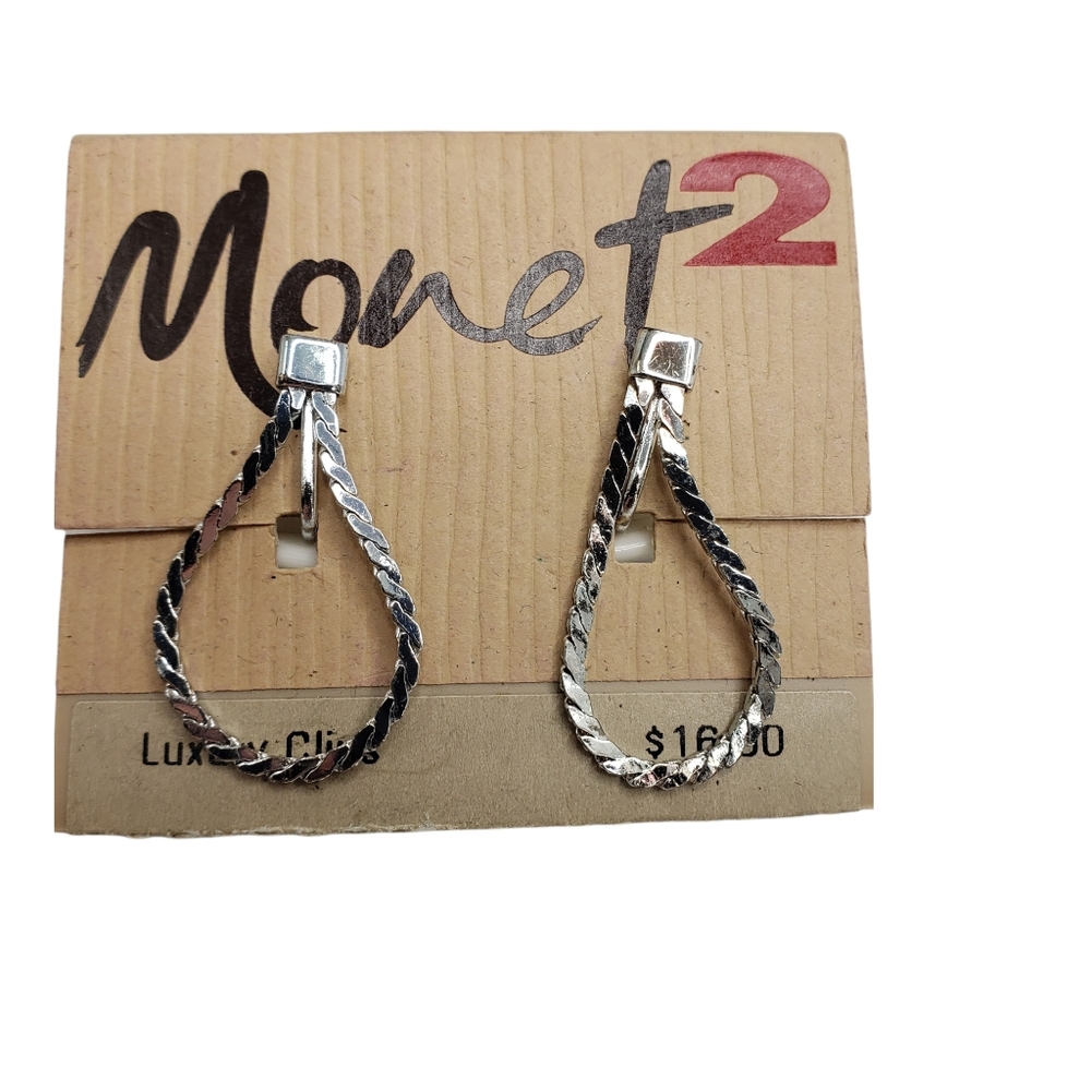 Monet 2 Silver Tone Rope Loop Clip Earrings